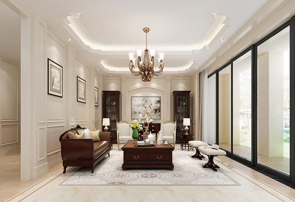 廈門喜迎門裝飾萬科湖心島美式風格330平裝修案例