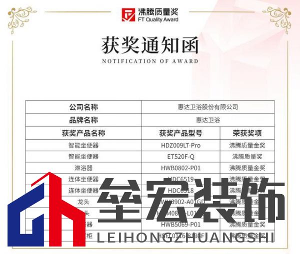 2024沸騰質(zhì)量獎9項大獎，惠達衛(wèi)浴品質(zhì)實力的最佳注腳！